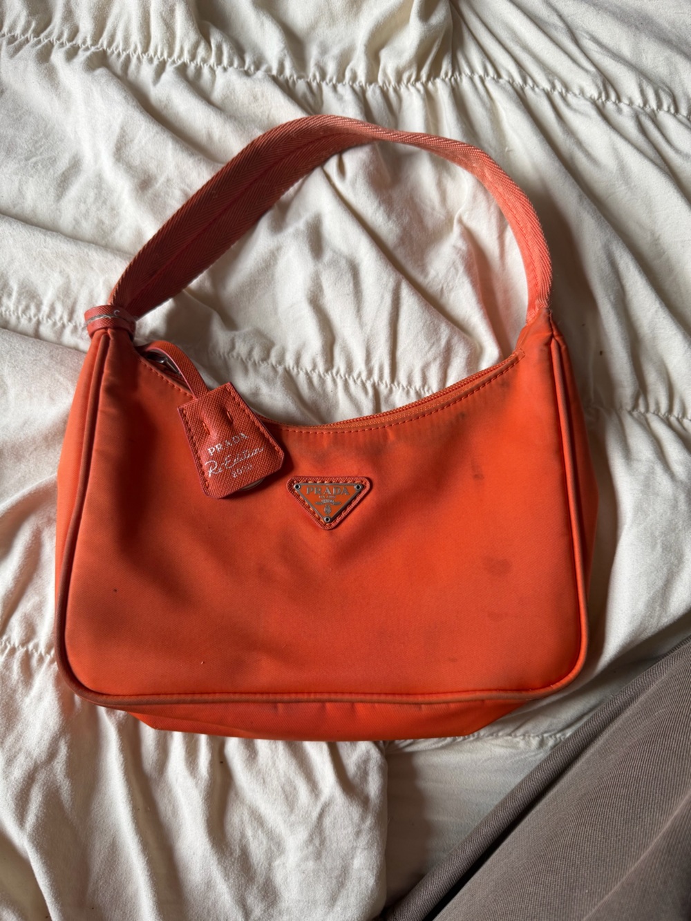 Prada Orange Nylon Messenger Bag